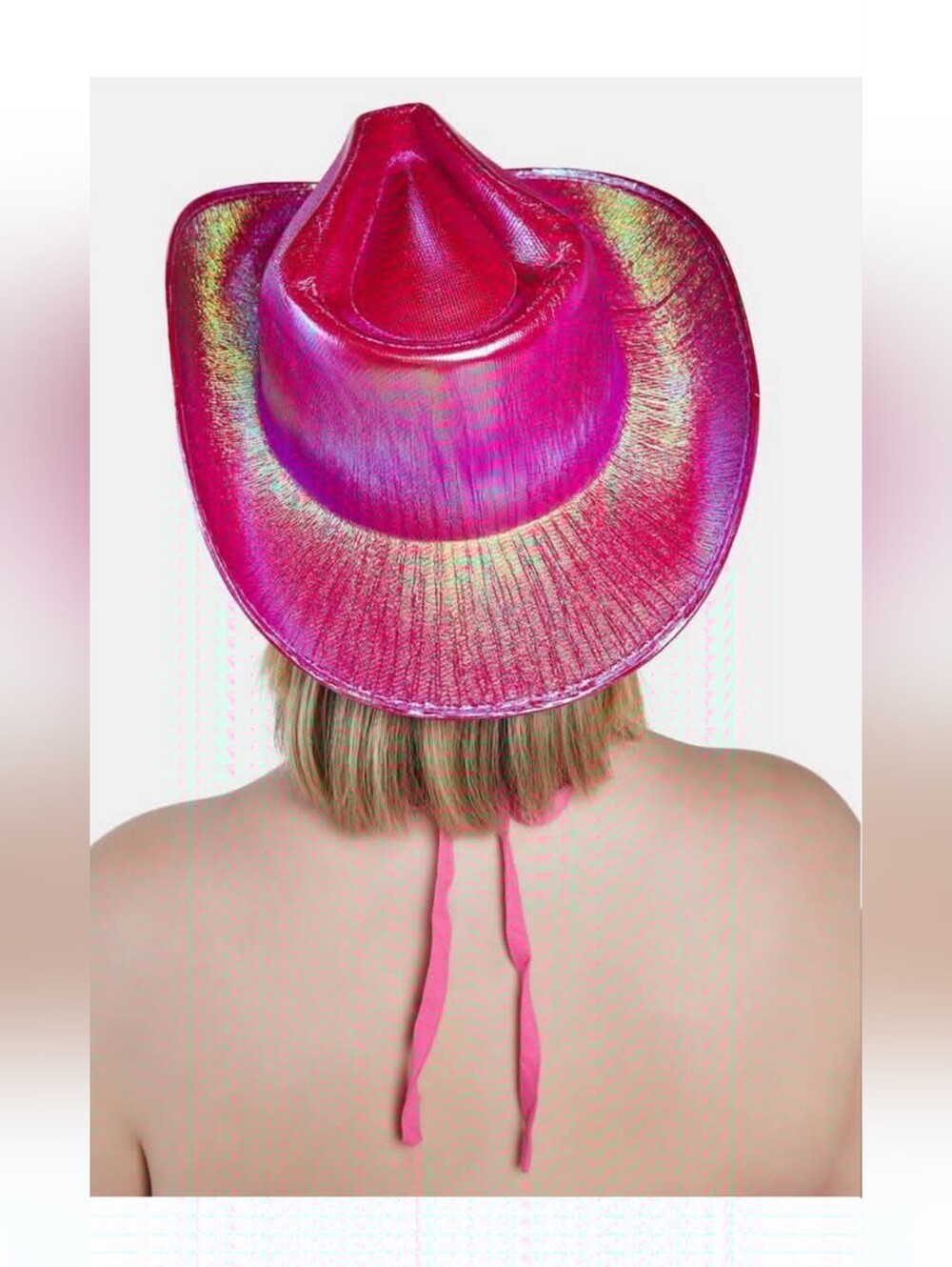 Pink Holographic Cowboy Hat - Women’s Festival Hat